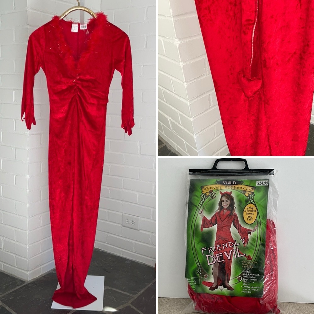 Girls Size 12-14 Elegant Red Ruched Devil Dress Halloween Costume